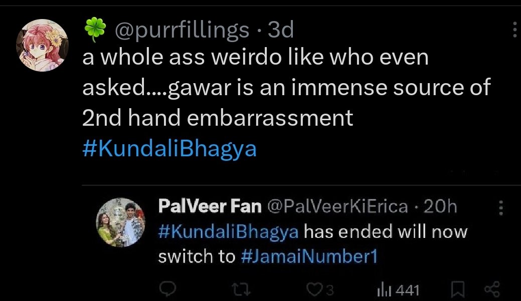 This gawarwhorefillings r@ndi is so obsessed with my posts. Isko block karne ke baad bhi besharmo ki tarah mere tweets pe comment maar rahi hai woh bhi screenshot lekar. Typical r@ndi behavior after all.  Haaye ye obsession #KundaliBhagya