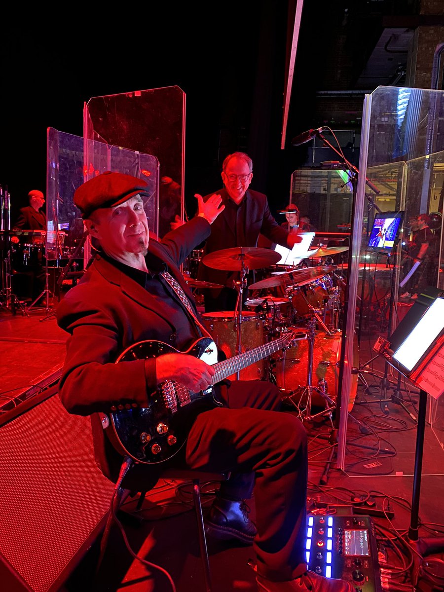 AndyGJonesMusic's tweet photo. Had a great day yesterday playing guitar on the amazing @DANIELPEMBERTON score to Spider-man - Across The Spiderverse with my old pal Mike Smith on drums. 
It was really cool to play with Daniel too. Matt Roberts - too conductor. Inspiring Stuff! #line6 #AcrossTheSpiderVerse https://t.co/bpy0XcnPga