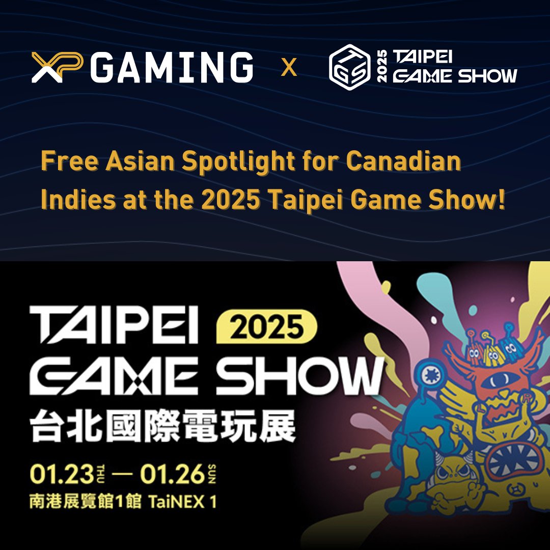 Free Asian Spotlight for Canadian Indies!

We're featuring 6 Canadian games at the 2025 Taipei Game Show in partnership with the Taipei Computer Association!

Playable Steam build required 👈

Submit by Dec 12, 11:59 PM EST: wkf.ms/3ZKw1kU