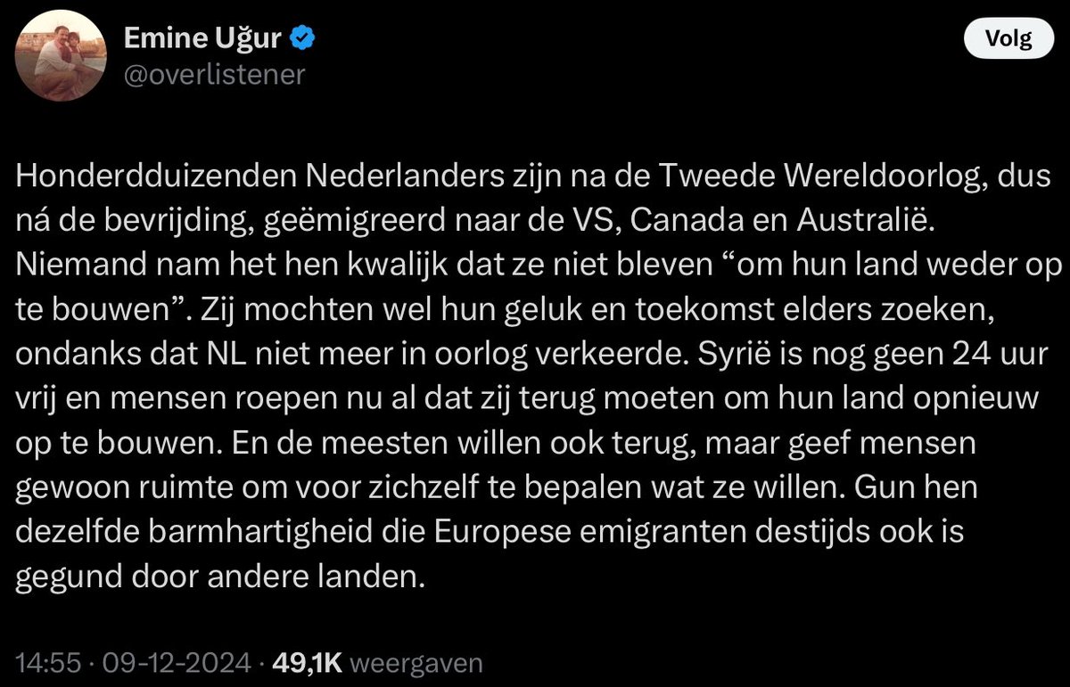 Wederom een valse en absurde vergelijking. Nederlanders die na WOII emigreerden, waren geen asielzoekers. Het waren economisch gedreven migranten, die vrijwillig naar landen vertrokken waar ze wél gewenst waren. Westerse, culturele verwanten met gedeelde taal, religie en normen.