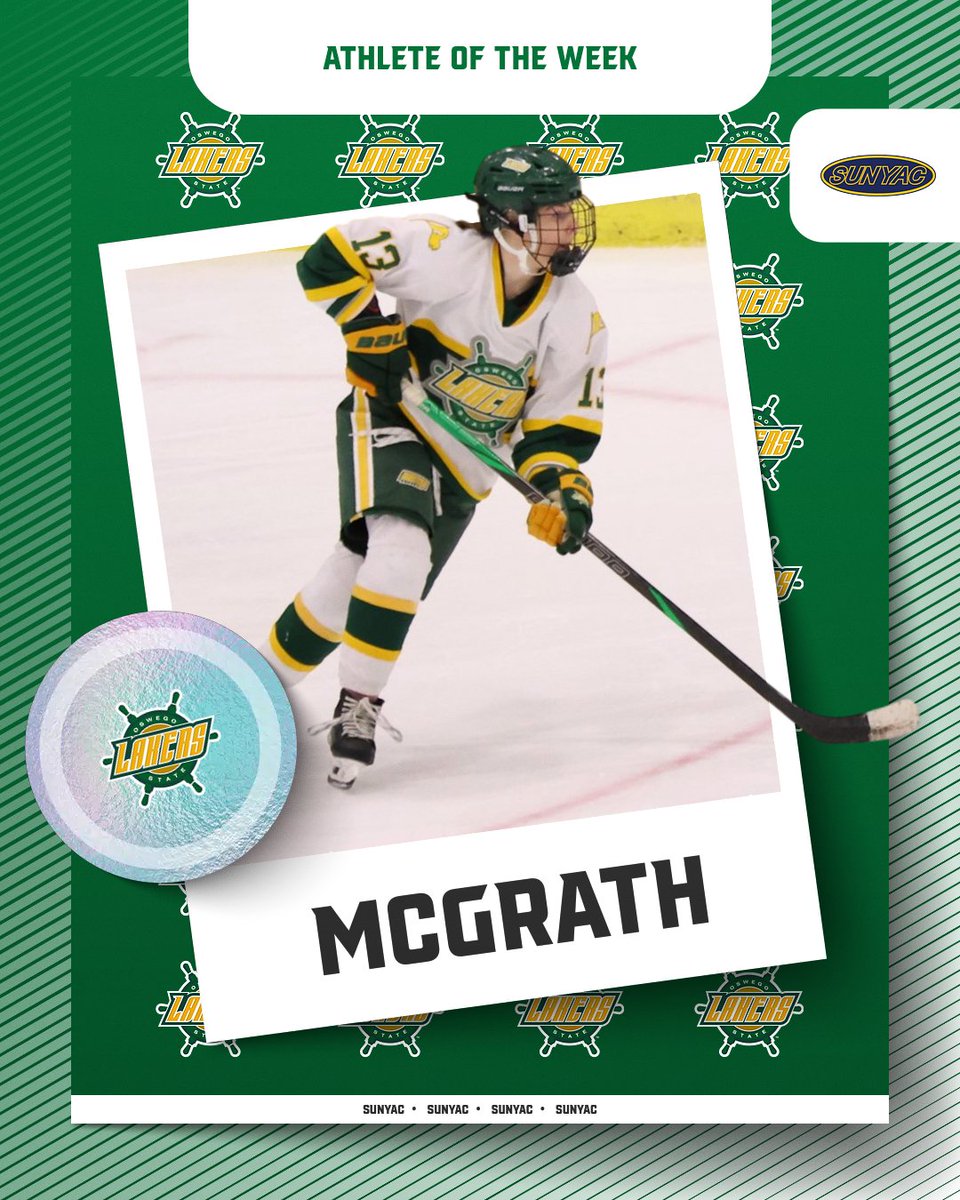 Congratulations to Ashlyn McGrath on being named the SUNYAC Athlete of the Week for women's ice hockey!

Read more about her weekend at oswegolakers.com

#GoLakers