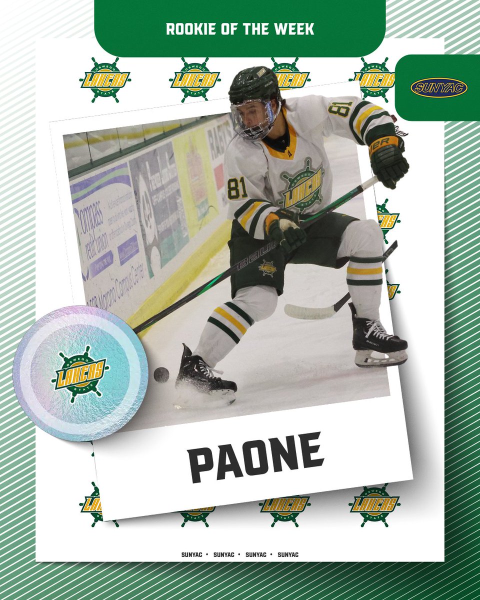Congratulations to Nico Paone on being named the SUNYAC Rookie of the Week for men's ice hockey!

Read more about his weekend at oswegolakers.com

#GoLakers

29m