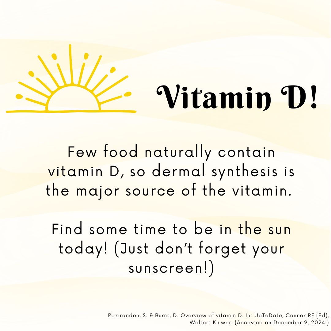 TTUHSClibraries's tweet image. Med-Trivia: Which vitamin is known as the &quot;sunshine vitamin?&quot;

#Librarians #MedicalLibrary