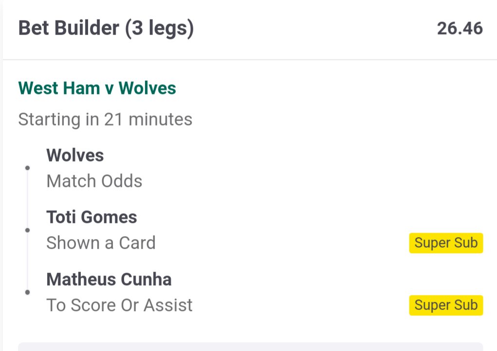 OddsOracleBets's tweet image. West Ham v Wolves ⚽🏴󠁧󠁢󠁥󠁮󠁧󠁿

📝 Bet Builders

⏳KO: 20:00 BST

👉 Level 1 @ 3.09
💰 1u

👉 Level 2 @ 26.46
💰 0.5u