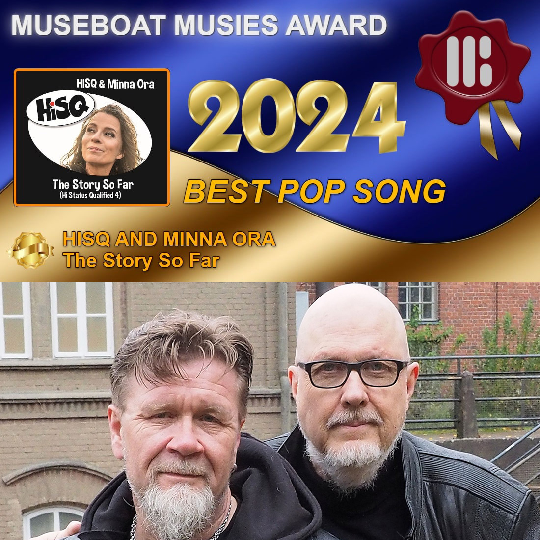 Museboat Musies Awards were given in a four hour gala last night. HiSQ and Minna Ora won ”Best Pop Song” and we were 3rd in ”Song Of The Year”! Thank you to all who voted for us! Thank you also Andy Slovien and TJ Clark from Museboat, you’re doing a great job!🔥💥⚡️🎹🎼🎧🎸