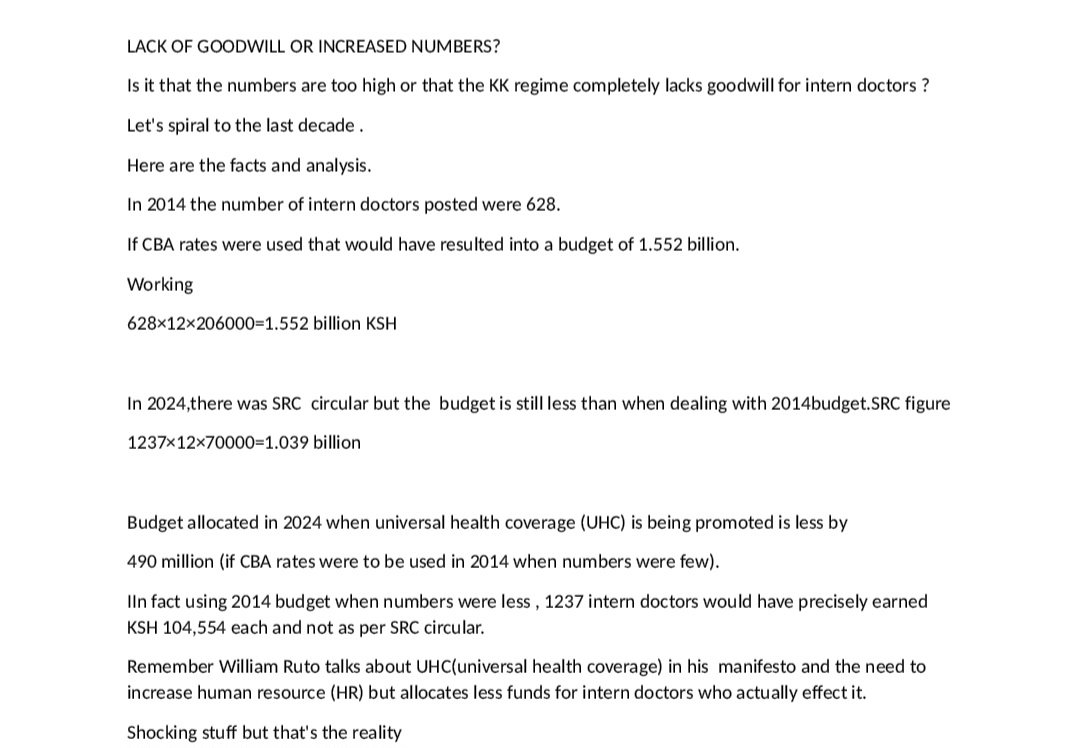 IS IT A LACK OF GOODWILL OR INCREASED NUMBER OF INTERN DOCTORS?
Comprehensive analysis after KRA noted an all time record collection of ksh 1 trillion. 
<a href="/MOH_Kenya/">Ministry of Health</a> 
<a href="/psmuthoni/">Mary Muthoni Muriuki, CBS, HSC</a> 
<a href="/DeboraBarasa/">Dr Deborah Mlongo Barasa, E.G.H.</a> 
<a href="/citizentvkenya/">Citizen TV Kenya</a> 
<a href="/K24Tv/">K24TV</a> 
<a href="/ktn/">Cesar Miramontes</a>
<a href="/BBCAfrica/">BBC News Africa</a> 
<a href="/Reuters/">Reuters</a> 
<a href="/WilliamsRuto/">William Samoei Ruto, PhD</a> 
<a href="/KIMANIICHUNGWAH/">Kimani Ichung’wah</a>