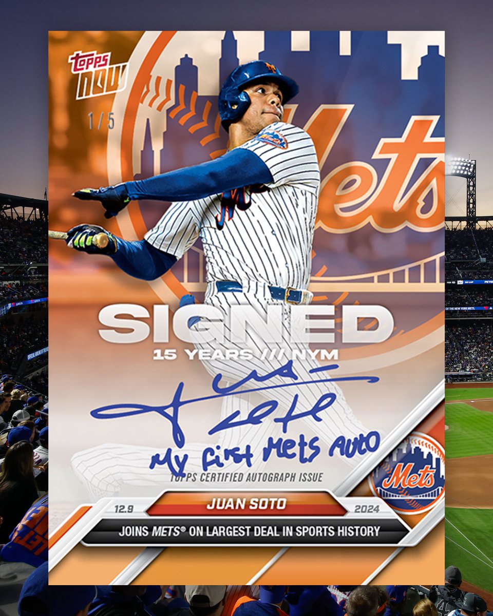 Juan Soto's first autograph as a New York Met 😮‍💨✍️

(via <a href="/Topps/">Topps</a>)