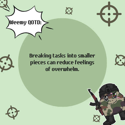 streamercollabs's tweet image. Why is breaking tasks into smaller steps effective for productivity?

#WeemyQOTD #QOTD #StreamerCollabs 

Join StreamerCollabs.com to connect with passionate streamers and gamers for unique collaborations.