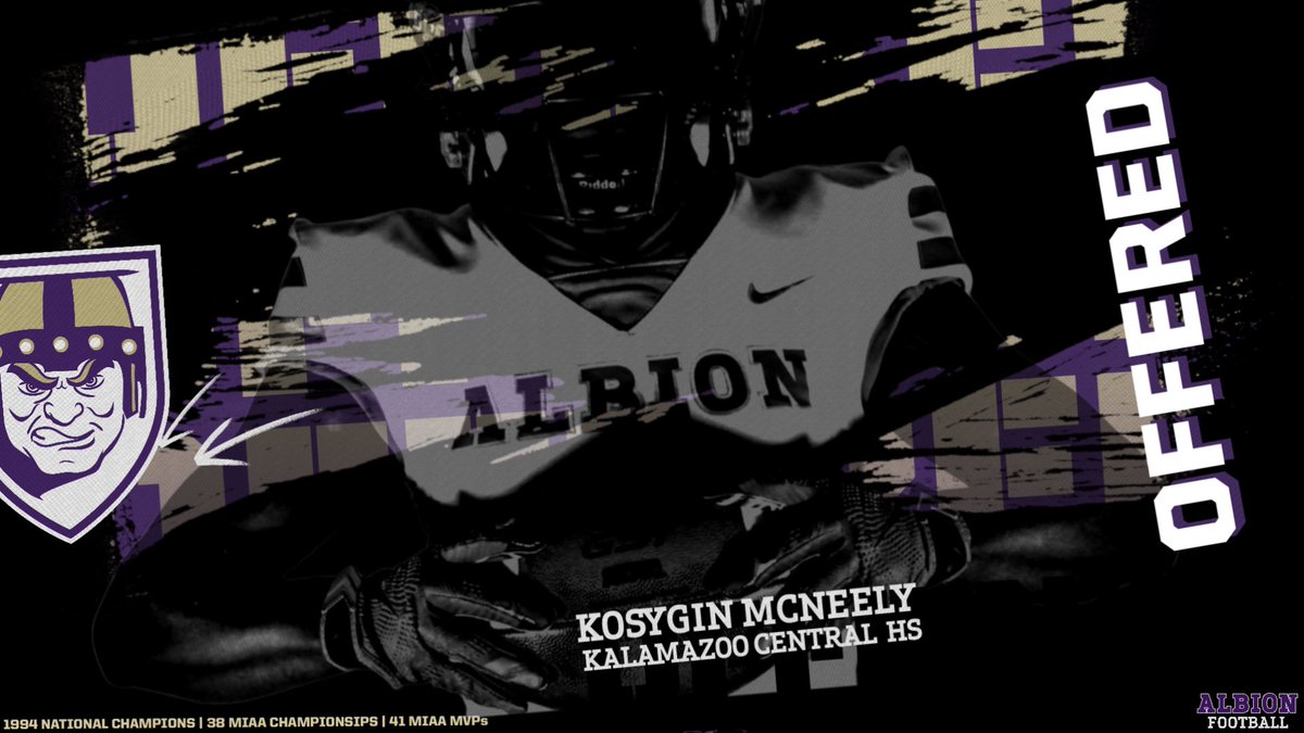 kosygin mcneely (@kosyginnn) on Twitter photo Blessed to announce after a great visit at <a href="/AlbionFootball/">Albion Football</a> and a great conversation with players and coaches i have received an offer to continue my Athletic and Academic at Albion College Thank you <a href="/RICO_WALLACE/">Coach Wallace</a> 🙏🏾 Blessed to announce after a great visit at <a href="/AlbionFootball/">Albion Football</a> and a great conversation with players and coaches i have received an offer to continue my Athletic and Academic at Albion College Thank you <a href="/RICO_WALLACE/">Coach Wallace</a> 🙏🏾