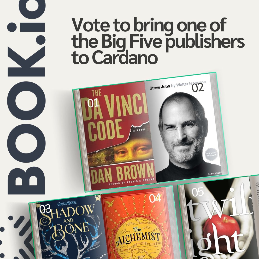 Josi_sndnc's tweet photo. The @Cardano_CF is leveraging 180M ADA in Fund 13 to back transformative blockchain projects. 
@book_io made it as one of just 11 proposals selected in the Enterprise category. 🗳️

The undisclosed Big Five publisher will be one of those 👇
◾️ Penguin Random House (The Da Vinci Code, Gone Girl)
◾️ Hachette Book Group (Twilight, The Night Circus)
◾️ Harper Collins (The Alchemist, The Chronicles of Narnia)
◾️ Simon and Schuster (Catch-22, Steve Jobs)
◾️ Macmillan (Shadow and Bone, The Invisible Life of Addie LaRue)

Here’s why this matters: @book_io is working to bring a Big Five book publisher to Cardano, unlocking gamechanging 60,000+ eBooks and audiobooks.

This will increase everything for Cardano: transactions, ecosystem activity, PR and more media publishers will follow suit.

If you want real-world adoption and push Cardano to the forefront of innovation, this is your chance to make an impact.

🗳️ Voting is open. Let’s make it happen.
 
@mikesmith @wizardtimstory @aerokrator @Zhanji_TS @BenBrunschot @OneBillian @joshualeestone @JDPostnikoff @ada_lurker @Mo_Studio_ @stuff_io @ADAliensNFT