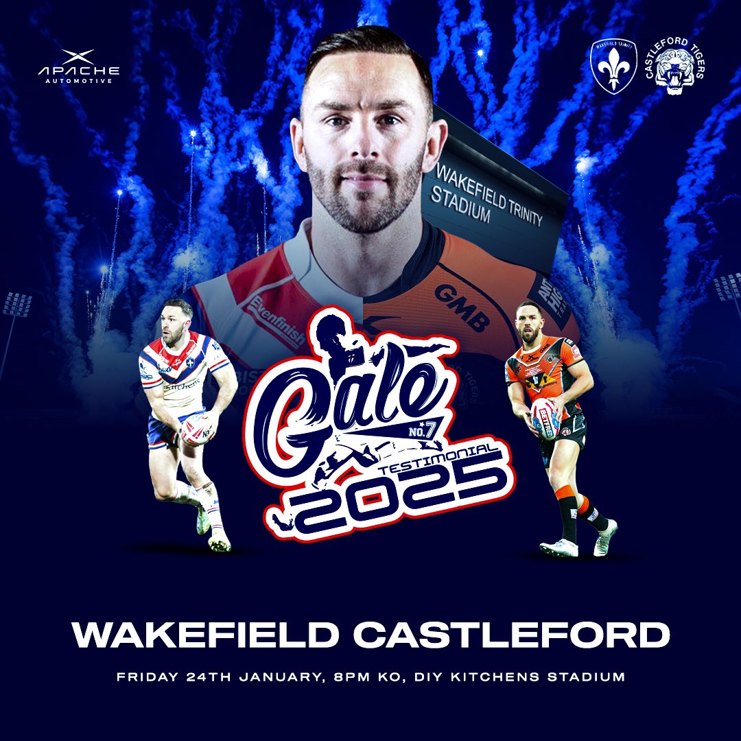 Pleased to announce tickets are now on sale for my Testimonial game against Castleford Tigers on Friday 24th January DIY Kitchen Stadium 

tinyurl.com/TicketsForGale… 🎟️