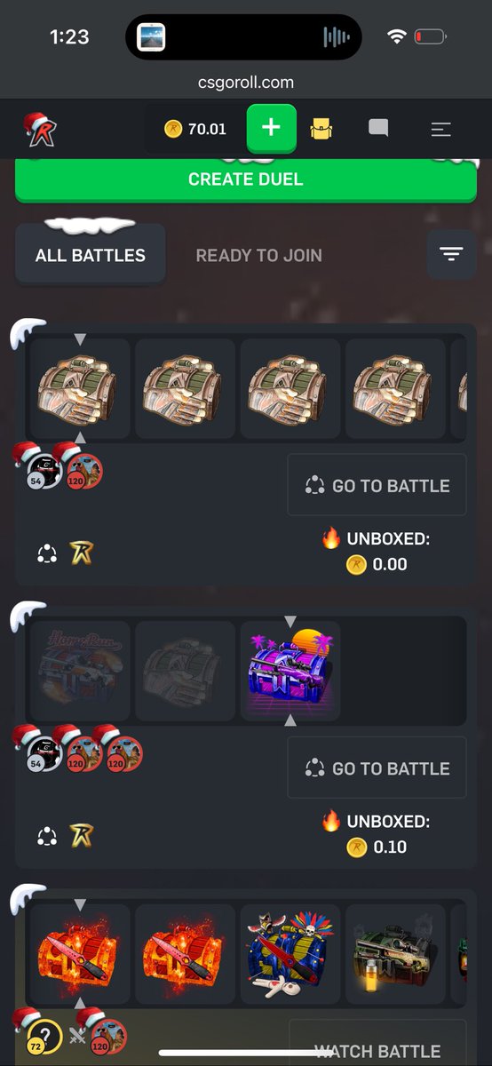 shreyash_17's tweet photo. Hello @CSGORoll 
Battle’s stuck past 20 mins https://t.co/oX9ceKv8LG