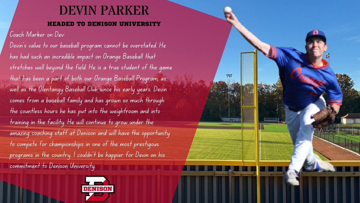 Orange Baseball (@oobaseball) on Twitter photo A huge congratulations to our guy <a href="/devin_parker37/">Devin Parker</a> on his commitment to <a href="/DU_Baseball/">Denison Baseball</a> . <a href="/CoachDeegan/">Michael Deegan</a> got a good one!
#OrangeBaseball | #ICCU A huge congratulations to our guy <a href="/devin_parker37/">Devin Parker</a> on his commitment to <a href="/DU_Baseball/">Denison Baseball</a> . <a href="/CoachDeegan/">Michael Deegan</a> got a good one!
#OrangeBaseball | #ICCU