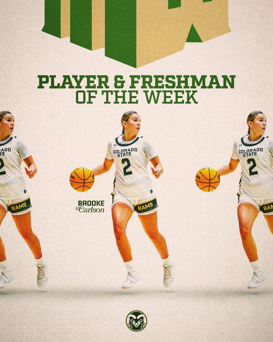 Colorado State Women's Basketball (@csuwbasketball) on Twitter photo ๐ ๐๐ฎ๐๐ ๐ค
<a href="/Brooke_carlson1/">brooke carlson</a> becomes the first player ever to win <a href="/MountainWest/">Mountain West</a> Player AND Freshman of the Week in the same week!
๐ csura.ms/4gii17u
#Stalwart x #CSURams ๐ ๐๐ฎ๐๐ ๐ค
<a href="/Brooke_carlson1/">brooke carlson</a> becomes the first player ever to win <a href="/MountainWest/">Mountain West</a> Player AND Freshman of the Week in the same week!
๐ csura.ms/4gii17u
#Stalwart x #CSURams