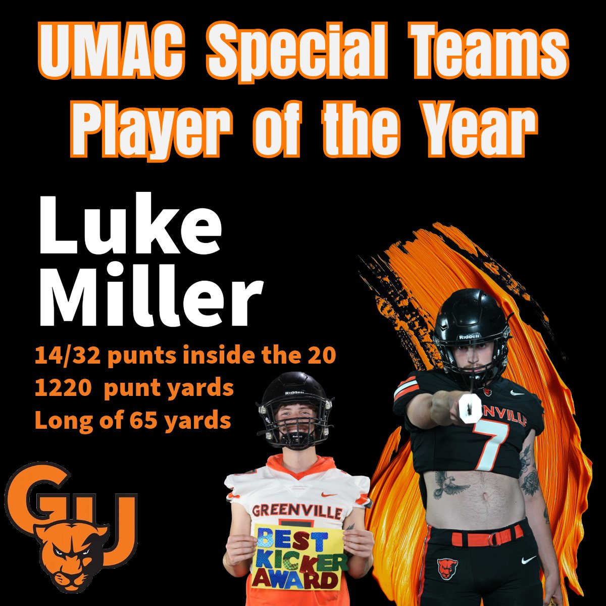 2024-2025 GU Panther All-Conferance Selections! Alongside Lineman of the Year, Trevor Stewart &amp; Special Teams Player of the Year, Luke Miller
Congrats to all of these TREMENDOUS athletes!
 Go Panthers