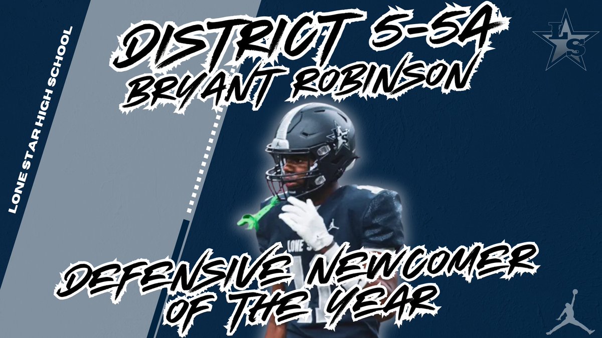 Congratulations to Bryant Robinson for being named the District 5-5A Defensive Newcomer of the Year!!