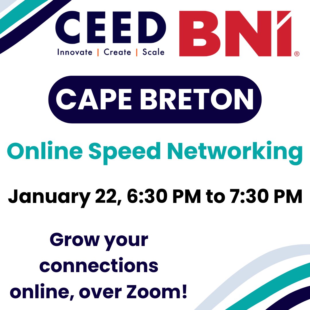 bnimaritimes's tweet photo. Are you ready to make meaningful connections and grow your business in Cape Breton? Join us for Online Speed Networking, a high-energy virtual event designed to connect entrepreneurs and small business owners like you.

Sound Interesting? Click the link in our bio to register! https://t.co/Goxr3JIAiT