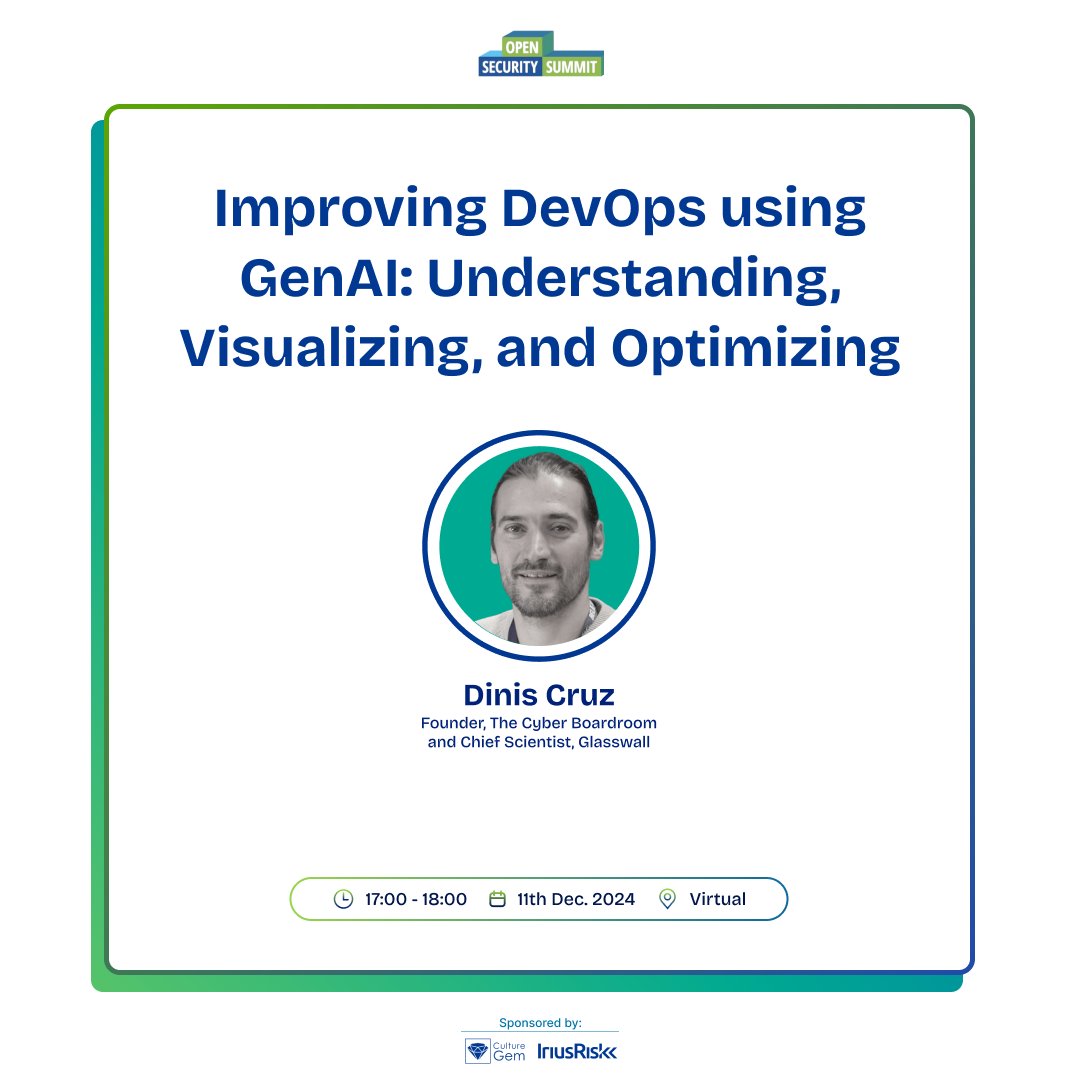 opensecsummit's tweet photo. 🚀 How can #GenAI transform #DevOps?

Join @DinisCruz at #OSS2024 to explore:

✅ Enhanced CI/CD pipelines
✅ Auto-tagging &amp; intelligent testing
✅ Dynamic, automated workflows
📅 11 Dec 2024 | 🕒 17:00 GMT

🔗 Register FREE: https://t.co/U01V4slzdG

#DevSecOps #Automation #Tech https://t.co/Q6i7WeEqyK