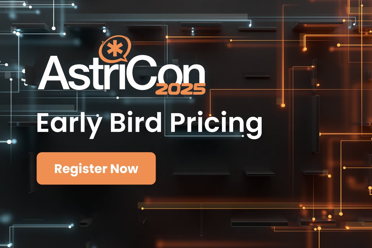 We're only 2 months away from #AstriCon2025 and 🐦 Early Bird Pricing 🐦 is ending soon!

With your registration, you'll also have access to all ITEXPO keynotes, parties, networking events, and unlimited access to the expo hall.

Register &amp; save today at: tmcnet.com/scripts/events…