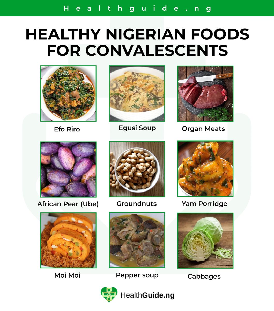 HealthGuideNG's tweet photo. 10 Healthy Nigerian Foods for Convalescents 🌿🥣

Are you recovering from an illness or surgery? Nourish your body with these 10 healthy Nigerian foods that are perfect for convalescents! 🌟🍲

READ THE FULL BLOG below 👇 https://t.co/iolLnxrOy8
