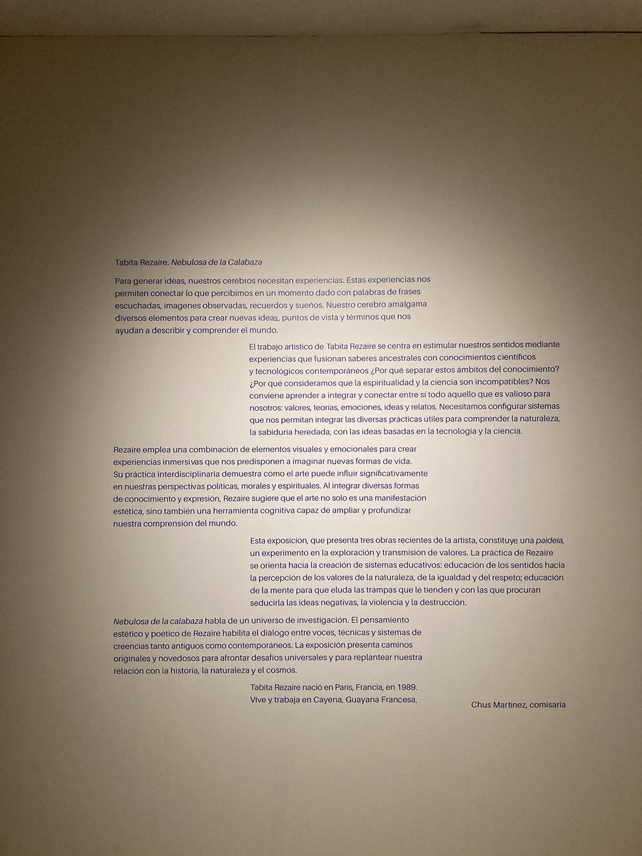 Íñigo Picabea Andrés 🏳️🌈🇪🇺 (@inigopicabea) on Twitter photo La nueva exposición de <a href="/TBA21/">TBA21 | Thyssen-Bornemisza Art Contemporary</a> en <a href="/MuseoThyssen/">Museo Thyssen</a> es la primera de Tabita Rezaire en España. Conecta saberes científicos y ancestrales, no excluye conocimientos ni experiencias. Y además, el texto de la comisaria, <a href="/chusmartinez/">chus martinez</a>, es claro, comprensible, que no es poco. La nueva exposición de <a href="/TBA21/">TBA21 | Thyssen-Bornemisza Art Contemporary</a> en <a href="/MuseoThyssen/">Museo Thyssen</a> es la primera de Tabita Rezaire en España. Conecta saberes científicos y ancestrales, no excluye conocimientos ni experiencias. Y además, el texto de la comisaria, <a href="/chusmartinez/">chus martinez</a>, es claro, comprensible, que no es poco.