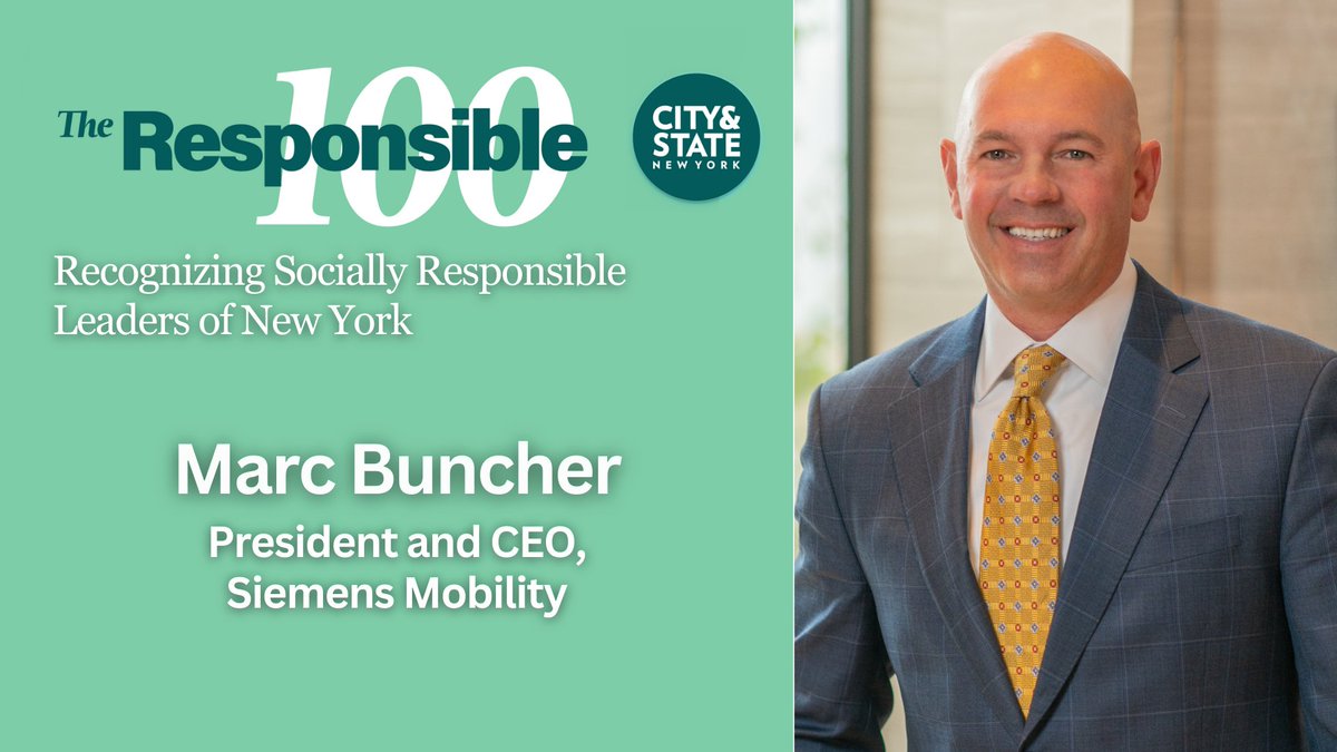 Marc Buncher (@marc_buncher) on Twitter photo I’m honored to be named to <a href="/CityAndStateNY/">City & State NY</a>'s Responsible 100 list! <a href="/SiemensMobility/">Siemens Mobility</a> is committed to creating sustainable transportation options and making them more accessible in New York and beyond. See the full list here: sie.ag/2wiZmr I’m honored to be named to <a href="/CityAndStateNY/">City & State NY</a>'s Responsible 100 list! <a href="/SiemensMobility/">Siemens Mobility</a> is committed to creating sustainable transportation options and making them more accessible in New York and beyond. See the full list here: sie.ag/2wiZmr