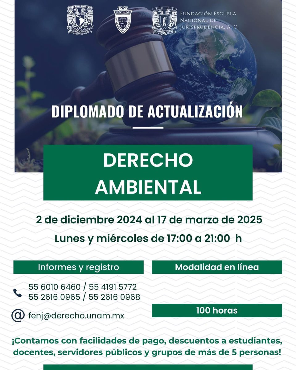 DerechoUNAMmx's tweet photo. 💡📚 Aún puedes inscribirte a los diplomados de actualización, son totalmente en línea y abiertos al publico en general, solicita mayor información o regístrate en 👉fenj@derecho.unam.mx. https://t.co/Zv9x2eGDzT