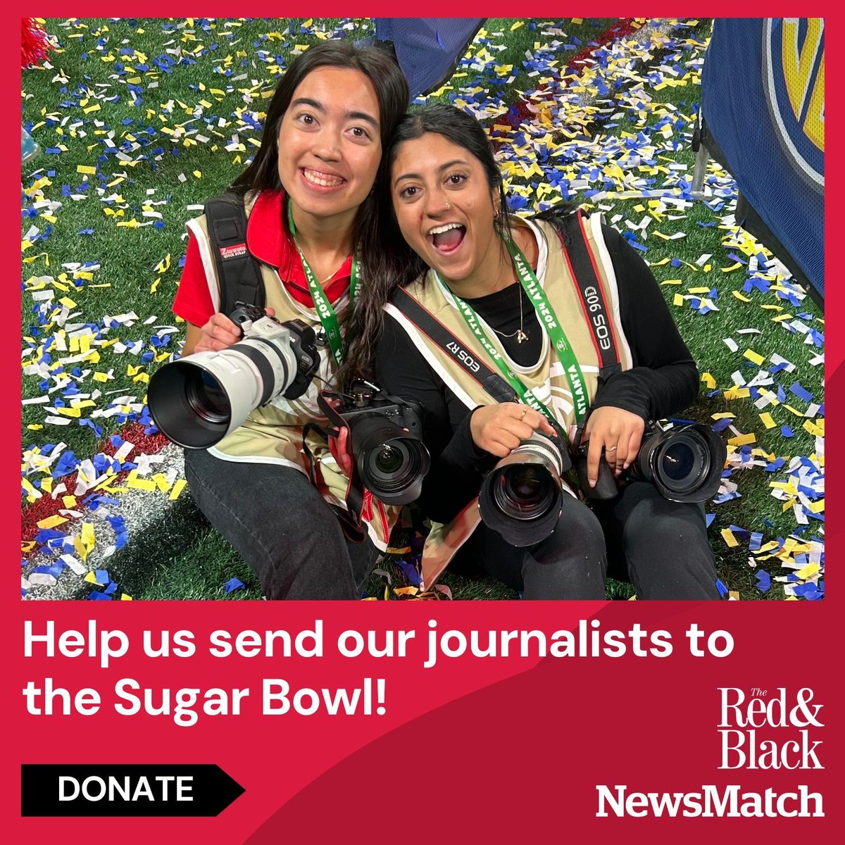 The NewsMatch journey isn't over yet. Until Dec. 31, every dollar donated will be doubled, helping cover the costs associated with sending our student journalists to cover the Sugar Bowl! Click here to donate: givebutter.com/LK5U9l