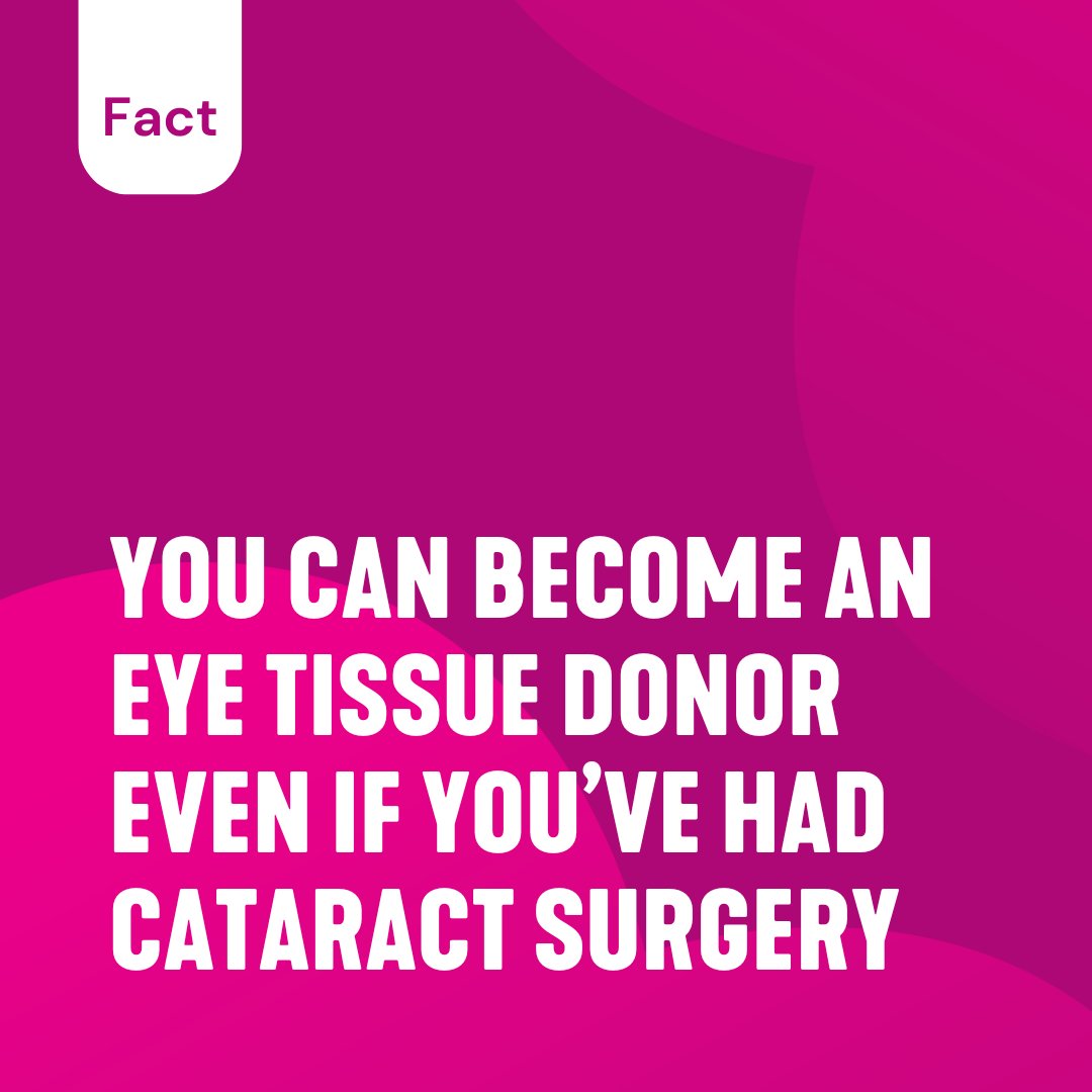 DonateLife π (@donatelifetoday) on Twitter photo Did you know that even if youβve had cataract surgery, you can still become an eye tissue donor when you die? ποΈ People often think their medical history means they canβt become a donor. To find out more visit donatelife.gov.au
#DonateLife #EyeandTissueDonation Did you know that even if youβve had cataract surgery, you can still become an eye tissue donor when you die? ποΈ People often think their medical history means they canβt become a donor. To find out more visit donatelife.gov.au
#DonateLife #EyeandTissueDonation