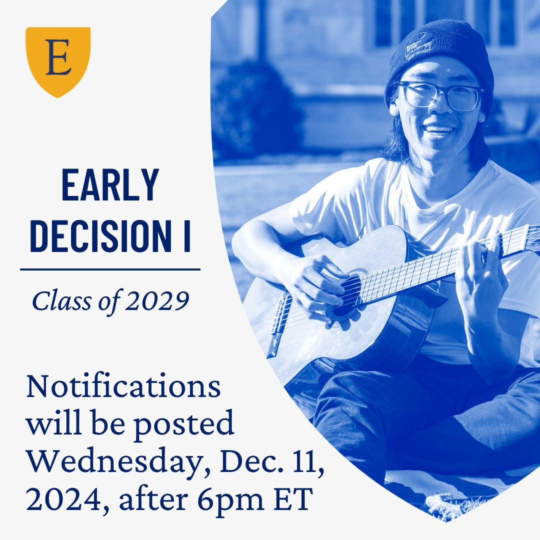 Early Decision 1 notifications will be shared on the Emory Applicant portal on Wednesday, December 11 after 6pm ET. Good luck and thank you to everyone who applied EDI for the Class of 2029! 💙💛

#Emory2029