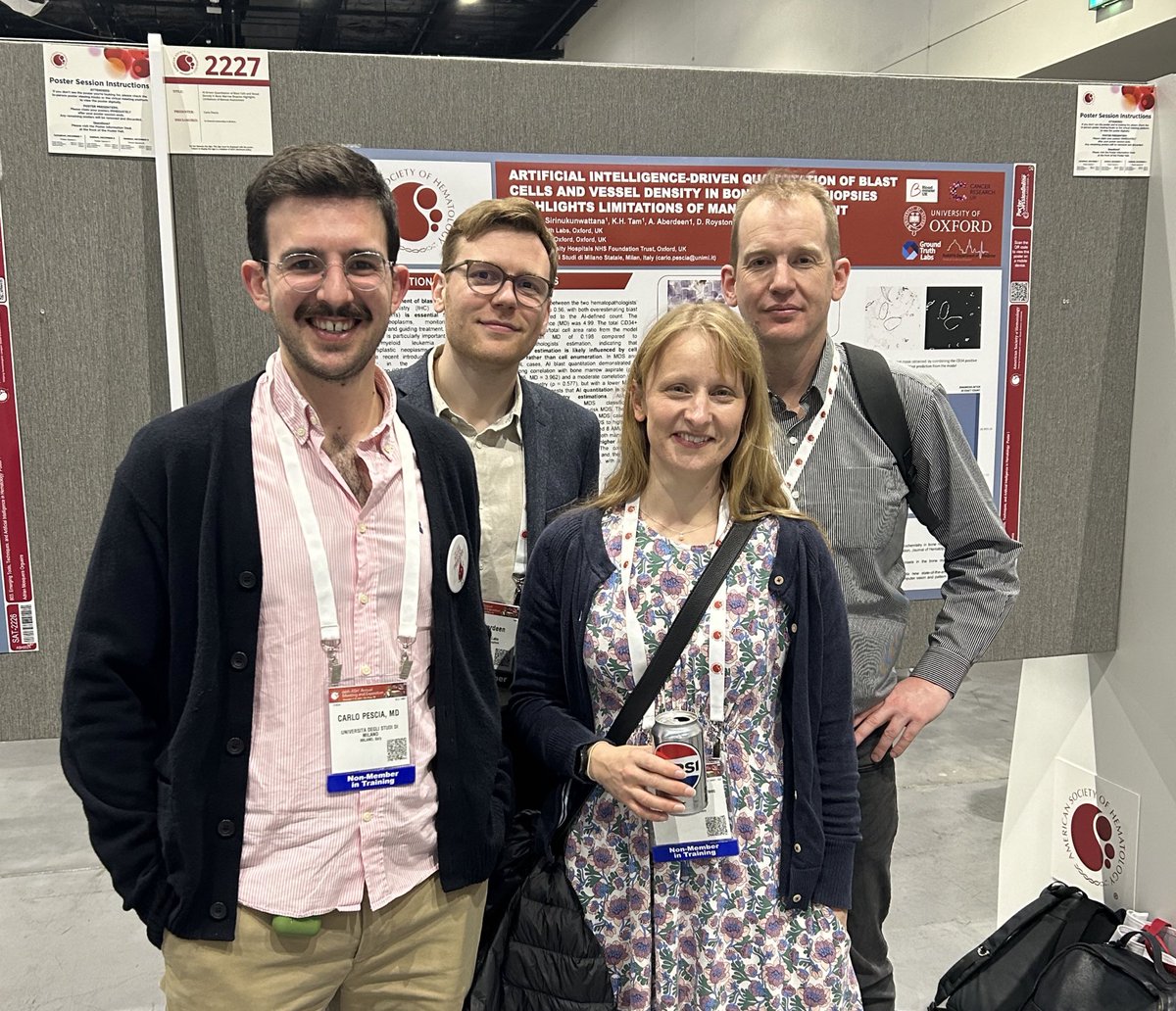 CPescia's tweet photo. #ASH2024 has been amazing! very excited to have presented our poster on how #AI can help #blast quantitation in bone marrow trephines, revealing the limitations of manual estimation.
A big thanks to Prof Royston, Dr Ros Cooper and the whole Oxford family! @RDMOxford https://t.co/kMfFK9cYfT
