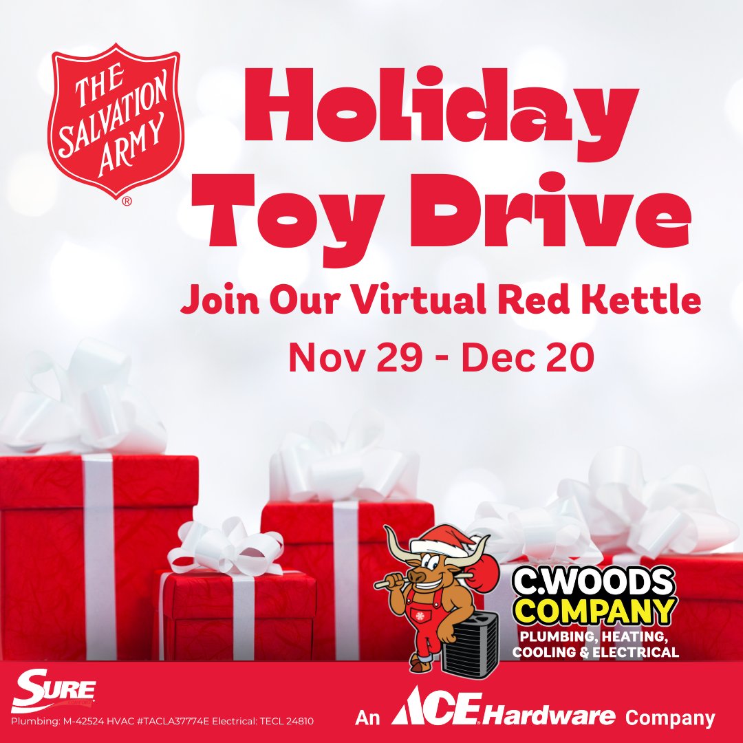 CWoodsCoTX's tweet photo. 🎁 This holiday season, we’re thrilled to support the Salvation Army's Annual Toy Drive! From Nov. 29 to Dec. 20, we're collecting new toys to spread holiday joy to children in need. Visit our Facebook page to learn more! 💝 https://t.co/TcZ7TkO2T0