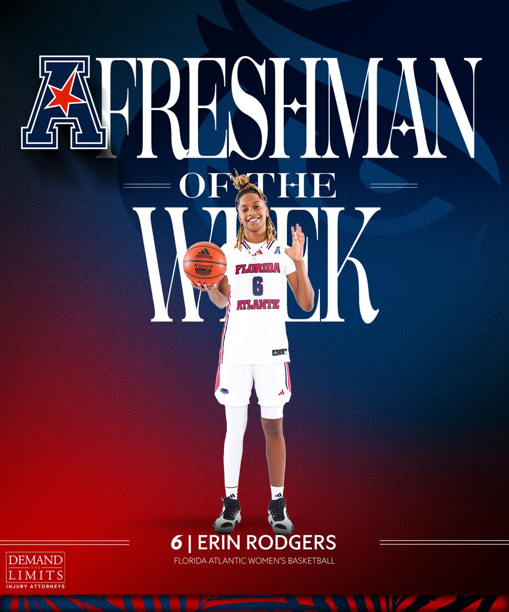 FAUWBB_Hoops's tweet photo. 𝐓𝐡𝐫𝐞𝐞-𝐭𝐢𝐦𝐞 𝐀𝐀𝐂 𝐅𝐫𝐞𝐬𝐡𝐦𝐚𝐧 𝐨𝐟 𝐭𝐡𝐞 𝐖𝐞𝐞𝐤

Leading the league with her third Freshman of the Week award!

▪️ 13 pts
▪️ 60 FG%
▪️ 1-of-1 3FGM

📰 https://t.co/JjuXdeJjHJ

#WinningInParadise | @ErinRodgers23 https://t.co/y9XHyb8iqf