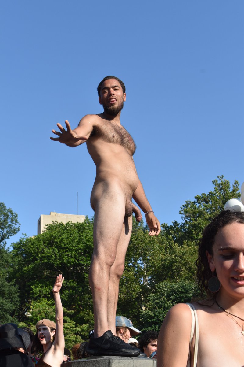 nakedrugger's tweet photo. Pride June "22 Washington sq park. I went to the fountain in the square on my way to watch the parade.  His name was Abby or something like that. He liked the attention. #nakedguy #naturist #nudemalemodel https://t.co/KZBOCLhoTz