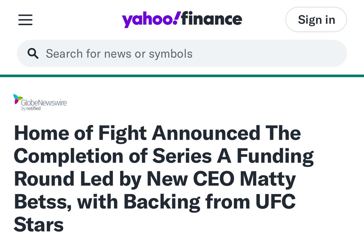 MattyBetss's tweet photo. We’re just getting started! @Home_of_Fight 

Ty to @YahooFinance for 👇🏻 the article

https://t.co/JvXxhUBSp9 https://t.co/CCstn6xnCf