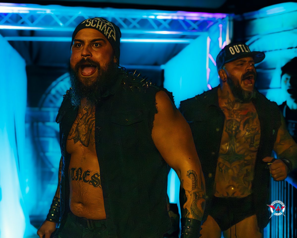 AAWPro's tweet photo. #AAWUndeniable: [AAW Tag Team Championship] - Hellhounds (Russ Jones & Schaff) vs. The Bravo Family (Sean Logan & Bruss Hamilton) 

AAW Undeniable
Berwyn Eagles Club
November 22, 2024
Berwyn, IL

Catch the replay on @HighspotsWN 

👥: @NewAgeRampage / #SCHAFF / @sabotagesean / @BrussHamiltonGB 

📸: @karlalanmedia