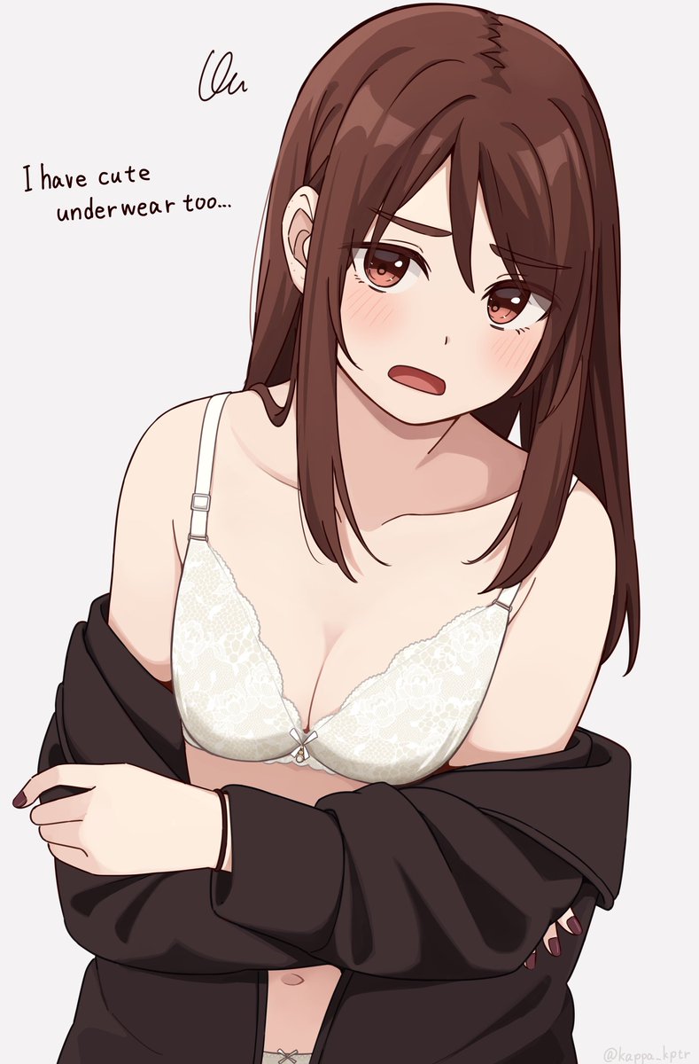 Saki, who usually wears plain black underwear, is wearing unusually cute underwear.