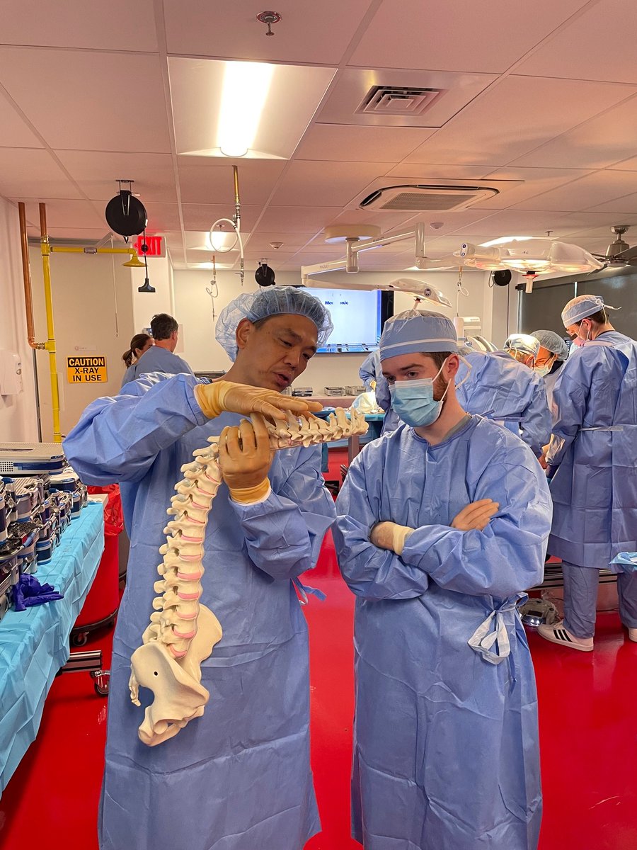 MGBneurosurgery's tweet photo. Dr. Yi Lu, Dr. Larry Borges, Dr. Jean-Valery Coumans, and Dr. Theresa Williamson led an exceptional spine training session for MGB neurosurgical residents, with incredible support from Medtronic!🧠🙌 #MGBNeurosurgery #SpineTraining #Teamwork https://t.co/qqyZ9xfG4V