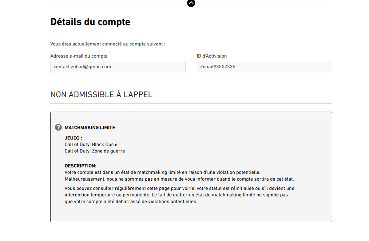SkyJackFr's tweet photo. Sérieusement ? 1er compte ban Perm et le 2eme ont me shadow ban ... faîte un truc sérieusement @ATVIAssist @Activision https://t.co/Zvm6FfK87l