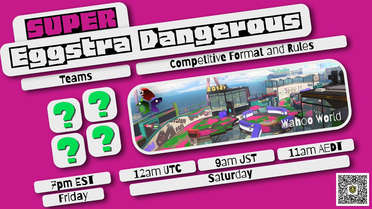 Now that we've trialled out our casual format for the salmon run tournaments, it's time to up the stakes and give it a competitive swing. Super Eggstra Dangerous is now making it's way on Dec 13th @ 7pm est!

Check out the thread below for details and changes!