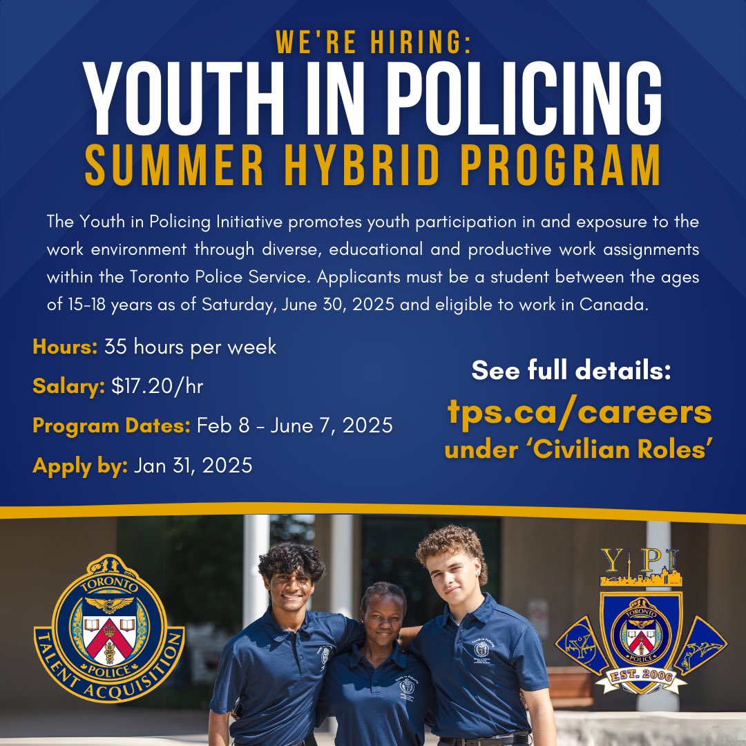 Interested in applying? Visit ‘Civilian Roles’ on tps.ca/careers to get the full details! Virtual information sessions will take place on January 11, January 18, and January 25.