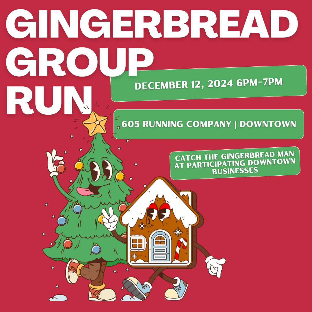 Run605's tweet image. Get ready for a holiday adventure like no other! On Thursday, December 12th, join us at 6:05 PM at the 605 Running Company Downtown Store for a gingerbread-themed group run that’s part race, part scavenger hunt, and all fun!

shop.run605.com/event/14046/Gi…

#run605 #dtsf #siouxfalls