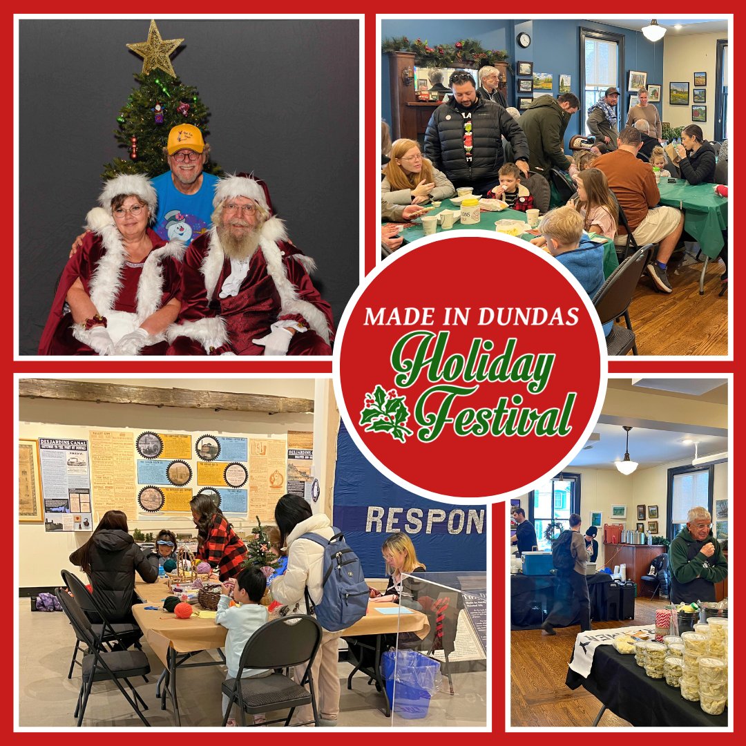 A big thank you to everyone who came out for our Made in Dundas Holiday Festival!

Thank you to Mr. &amp; Mrs. Claus, to <a href="/andygriffmusic/">Andy Griffiths</a> &amp; Friends, to <a href="/theburnttongue/">The Burnt Tongue</a> and to @summitstationdairy!

Thank you as well to our sponsors, <a href="/HamCommFdn/">Hamilton Community Foundation</a>  and <a href="/TurnerFamilyFH/">Turner Family Funeral Home Ltd</a>, for your support.