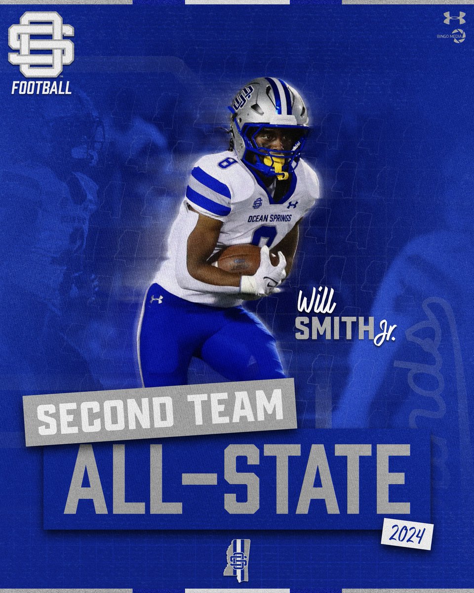 ALL-STATE HONORS

Congratulations to Will Smith on being named Second Team All-State by the Mississippi Association of Coaches! Will finished 3rd in school history with 3,500 career all-purpose yards and 41 TDs! #ALLiN