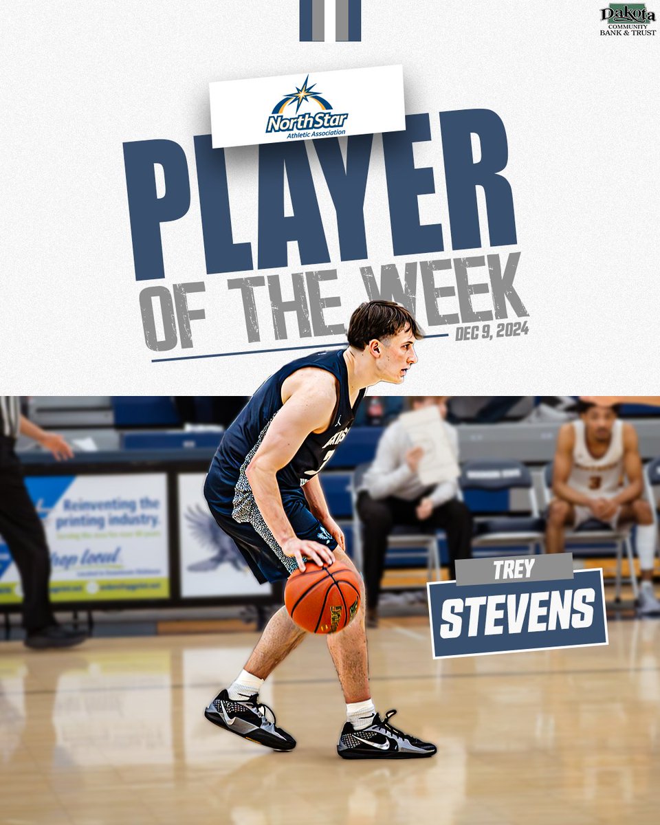 🏀| Trey Stevens has been named the North Star Athletic Association Offensive Player of the Week!

🔗: playnorthstar.com/news/2024/12/9…

#HawksAreUp