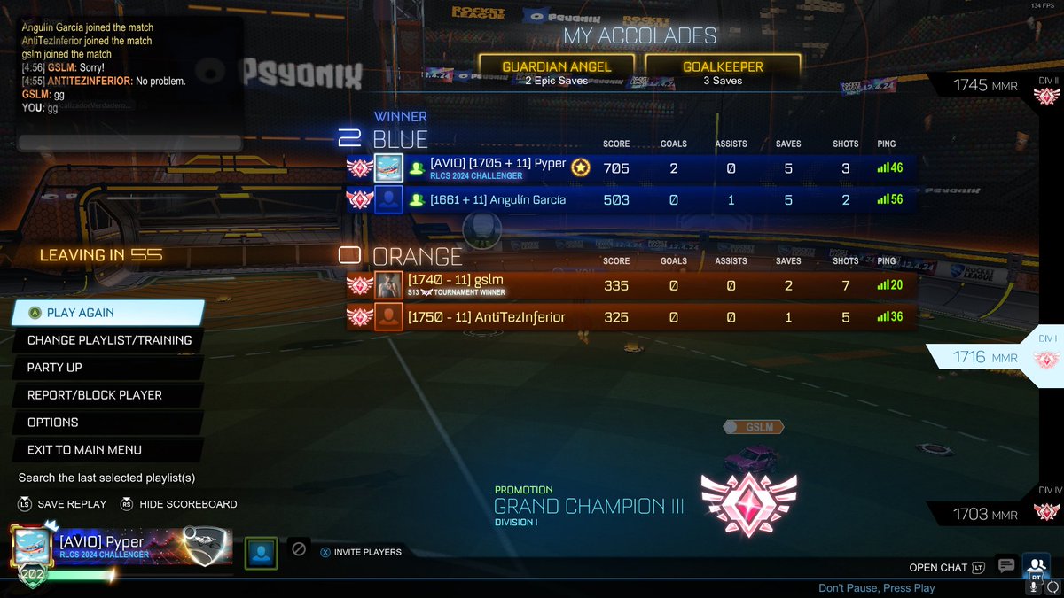 PyperThePlane's tweet image. ¡GC 3 por primera vez!

Justo antes de que termine la season, pudimos llegar a Grand Champion 3 por primera vez, con un peak de 1730.