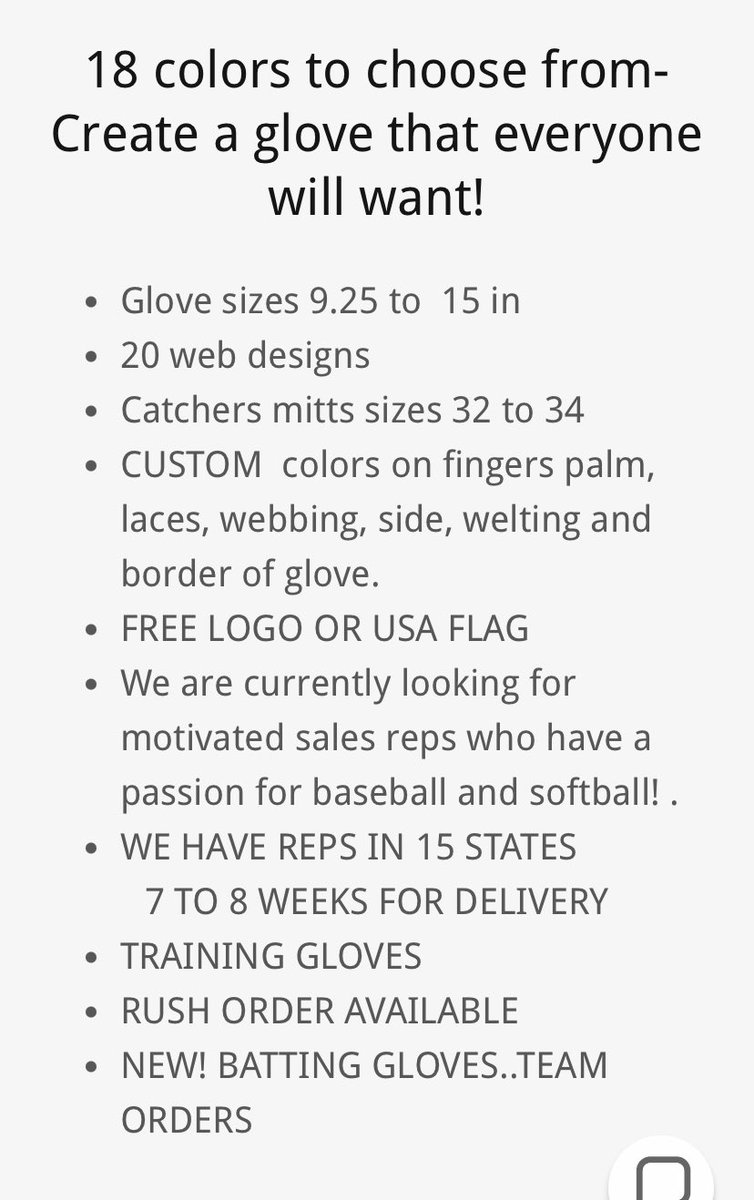 LouisLlerandi's tweet photo. https://t.co/NKBnXOth3A of Houston!

Custom top-of-the-line Big brand gloves  $500.  Llerandi $329!
In the words of Ken Hawk.  Harrelson “grab some bench”
Join us today!@TopPreps @HawkHarrelson @GDPsports @FastpitchAthRec @TheCoachesBoxGA @haven_baseball @SunilSportsNews https://t.co/W60MtTMlLj