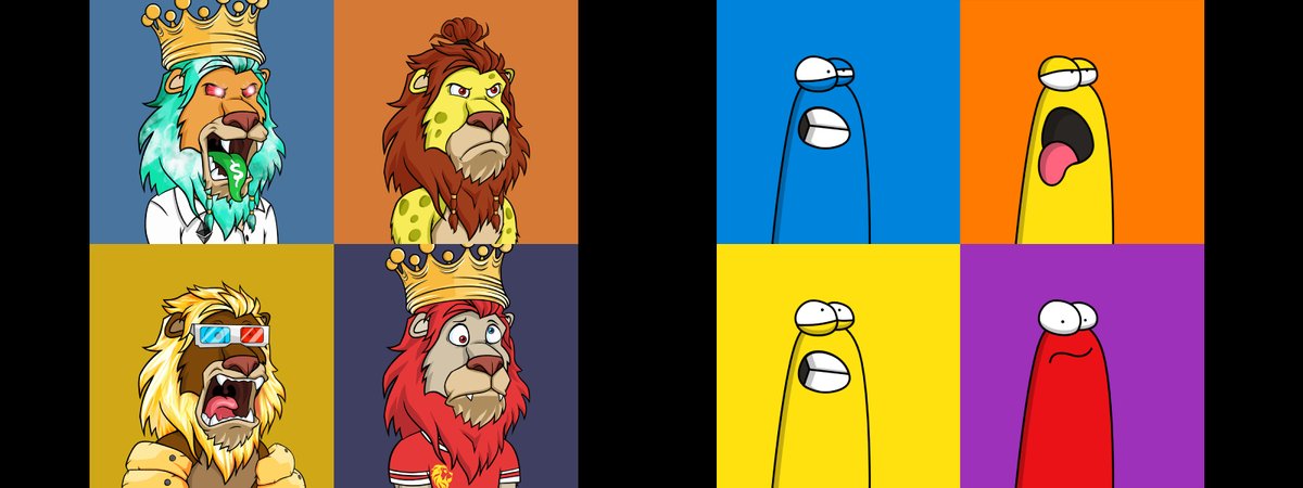 EmodusNFT's tweet photo. GM kings and queens of the NFT savanna! 🦁💛

Left: The legendary Lazy Lions, crowned with style and roaring with personality. A pride that never sleeps in Web3. 🏞️✨
Right: Emodus, our quirky crew showing their "wild" side. 🫡🐾

The jungle is calling! Which roar resonates with you? 
Drop your thoughts, your art, or your vibes below and let’s build this NFT kingdom together. 👑🌐

#LazyLionsNFT #EmodusNFT #Web3Community #DigitalJungle