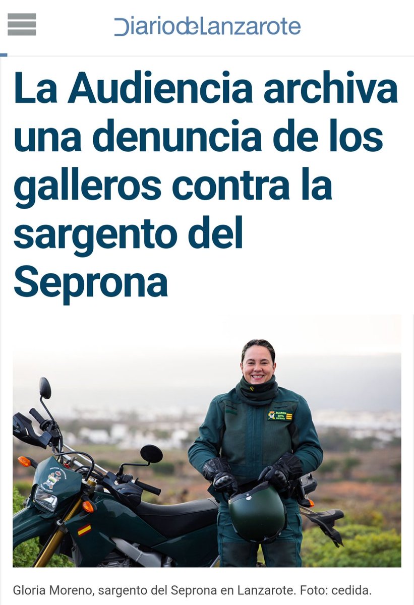 La Audiencia archiva una denuncia de los galleros contra la sargento del Seprona Gloria Moreno

Estaba acusada por la Federación Gallística Canaria y la Gallera de Teguise de allanamiento de morada por entrar en su local cuando llevaba a cabo una investigación por maltrato animal