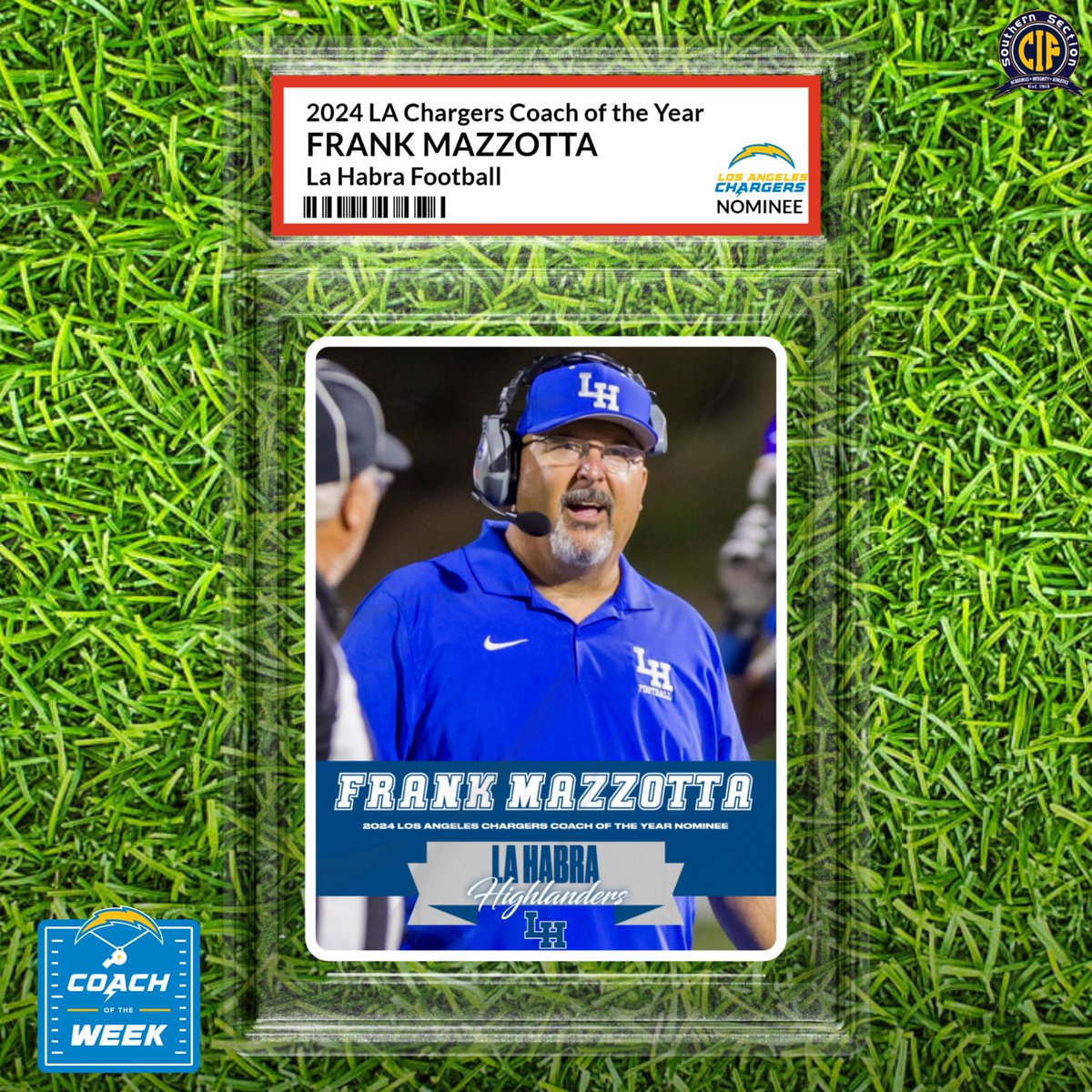 Say hello to your 2024 @Chargers Football(11) Coach of the Year Nominees! 👋

⚡️ LA County Southern Section Nominee:
🏈 Todd Butler

⚡️ Orange County Southern Section Nominees:
🏈 Doug Case
🏈 Jeff Bailey
🏈 Frank Mazzotta

#CoachoftheYear #COTY #Chargers